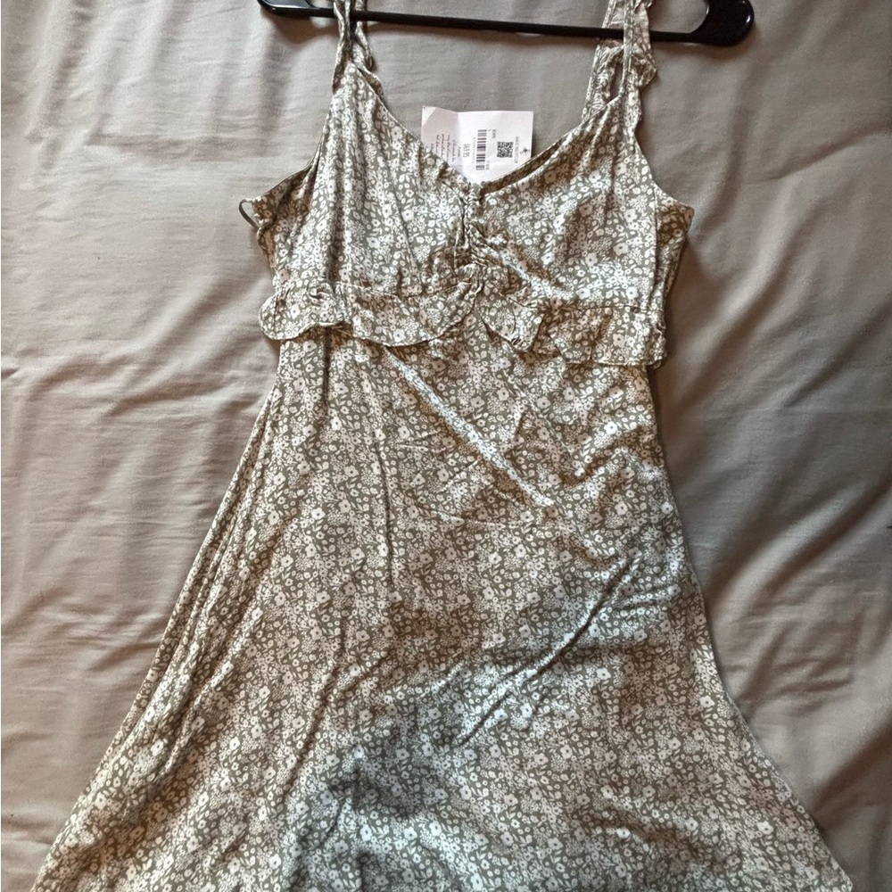 Altar'd State Floral Mini Dress - Cream and Light Green